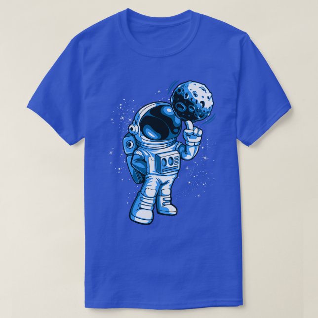 Måne Basketball Funny Planet Astronaut Space T Shirt (Design framsida)