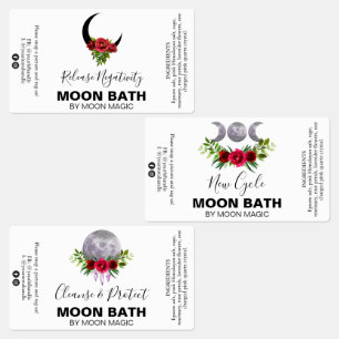 Måne Bath Soak Spell Labels Klistermärke