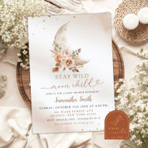 Måne Beige Boho Blommig Flickbabyfirande