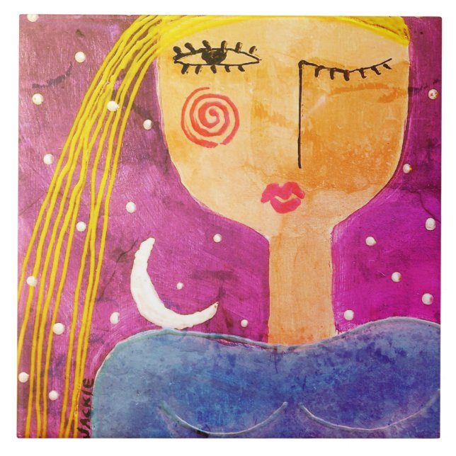 Måne berättade för mig om Abstrakt Art Kakelplatta (Framsidan)