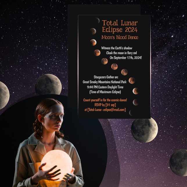 Måne Blood Dance: Total Lunar Eclipse 2024 Inbjudningar (Skapare uppladdad)