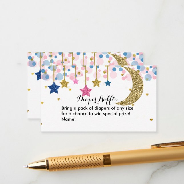 Måne Blue Rosa Diaper Raffle-hölje C Tilläggskort (Fram/Back In Situ)