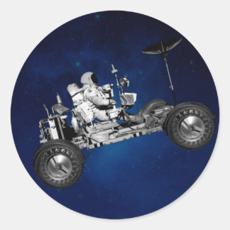 Måne Buggy Road Resa Space Travel Time Maskin 70-t Runt Klistermärke