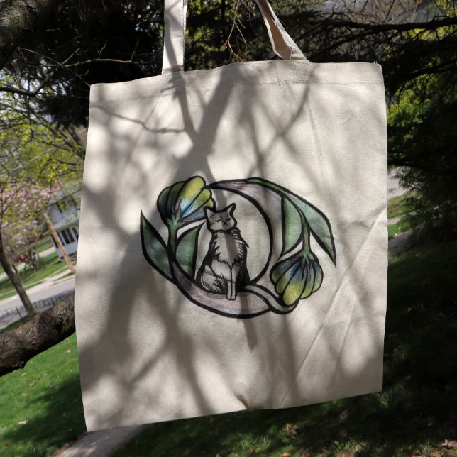 Måne Cat Flower Luna Cats Blommigt MoonCat Tygkasse (Skapare uppladdad)