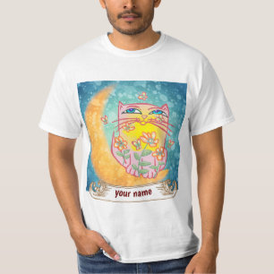 Måne Cat Flowers T Shirt
