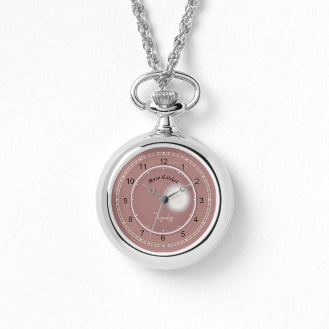 Måne Catcher Dusky Rosa Cute Necklace Armbandsur (Framsida)