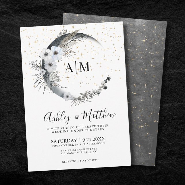 Måne Celestial Bröllop Inbjudningar (Moon Celestial Wedding Invitation)