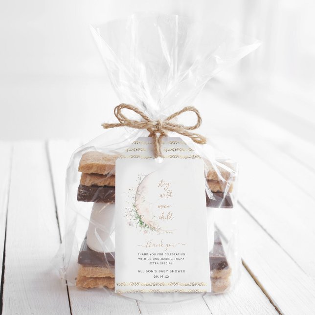 Måne Child | Boho Hippie Baby Shower Tack Presentetikett (Skapare uppladdad)