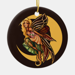Måne Child Fairy Autumn Älvors MoonChild Julgransprydnad Keramik