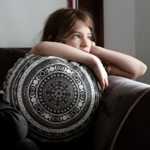 Måne Child Mandala Triple Måne Rund Kudde