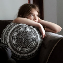 Måne Child Mandala Triple Måne Rund Kudde