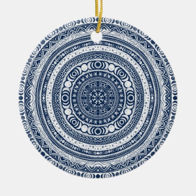 Måne Child Mandala Triple Måne Witch Julgransprydnad Keramik (Framsidan)