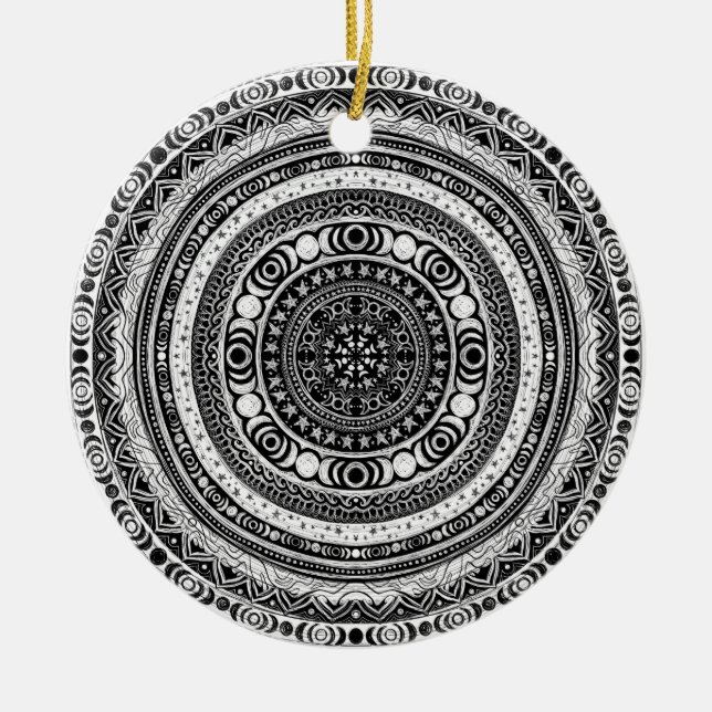 Måne Child Mandala Triple Måne Witch Julgransprydnad Keramik (Framsidan)