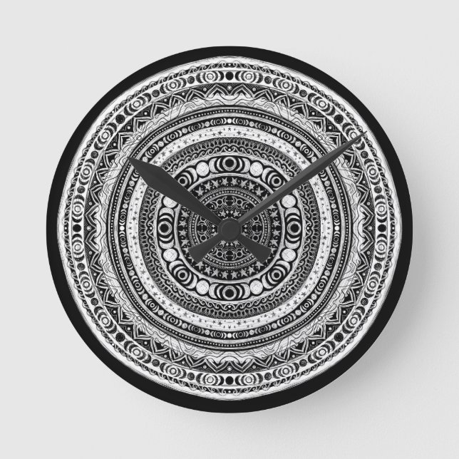 Måne Child Mandala Triple Måne Witch Rund Klocka (Framsida)
