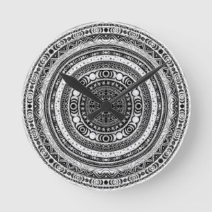 Måne Child Mandala Triple Måne Witch Rund Klocka