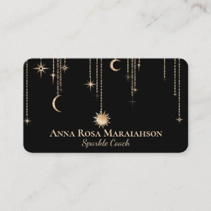 *~* Måne Cosmic Stars Guld Gnistra Glitter Sol Visitkort