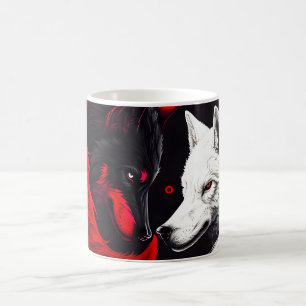 Måne Crimson Red White Varg Kaffemugg