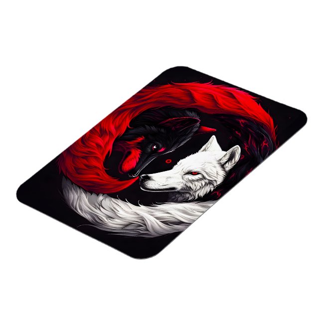 Måne Crimson Red White Varg Magnet (Vänstra Sidan)