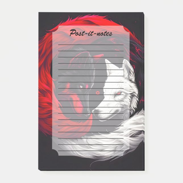 Måne Crimson Red White Varg Post-it Block (Framsida)