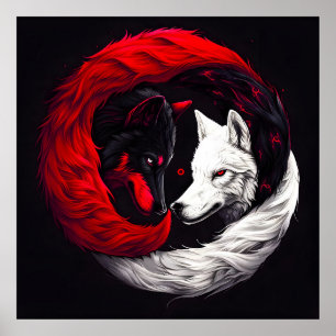 Måne Crimson Red White Varg Poster