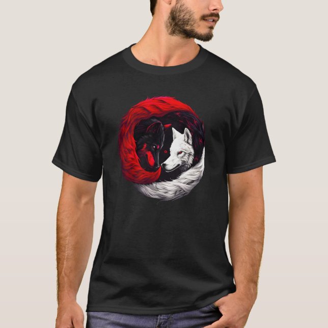 Måne Crimson Red White Varg T Shirt (Framsida)