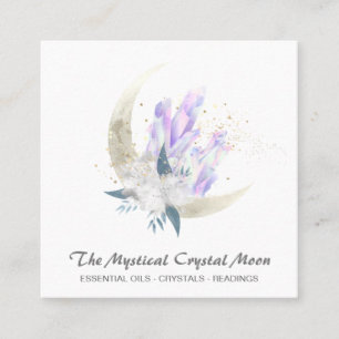 *~* Måne Crystals Blommigt Cosmic Glitter Fyrkantigt Visitkort