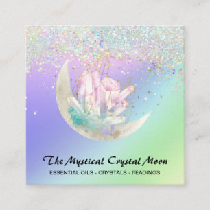 *~* Måne Crystals Blommigt OMBRE Holo Glitter Fyrkantigt Visitkort