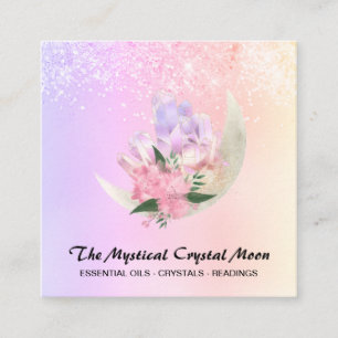*~* Måne Crystals Blommigt Ombre Peach Rosa Glitt Fyrkantigt Visitkort