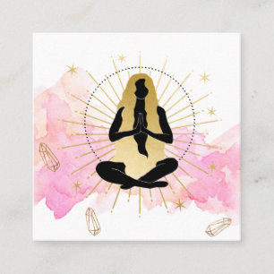*~* Måne Crystals Cosmic Black Goddes Guld Rays Fyrkantigt Visitkort