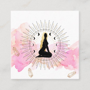 *~* Måne Crystals Cosmic Guld Black Godderas Rays Fyrkantigt Visitkort