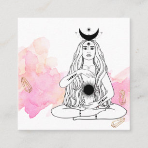 *~* Måne Crystals Cosmic Luna Goddess Black Guld Fyrkantigt Visitkort
