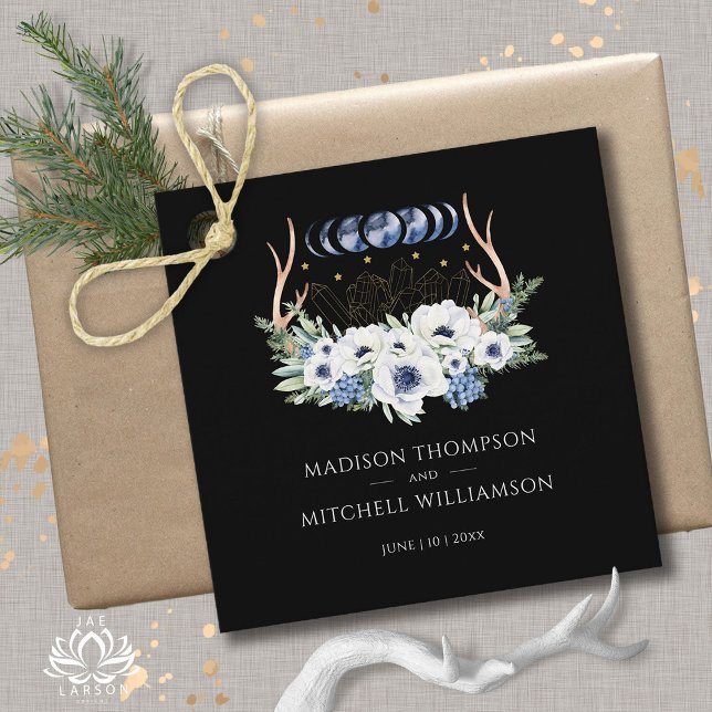 Måne Crystals Flowers Boho Metaphysical Bröllop Gåvor Etiketter (Skapare uppladdad)