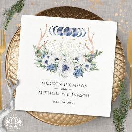 Måne Crystals Flowers Boho Metaphysical Bröllop Pappersservett