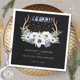 Måne Crystals Flowers Boho Metaphysical Bröllop Pappersservett