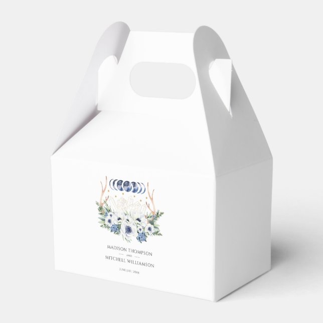 Måne Crystals Flowers Boho Metaphysical Bröllop Presentaskar (Framsidan Sidan)