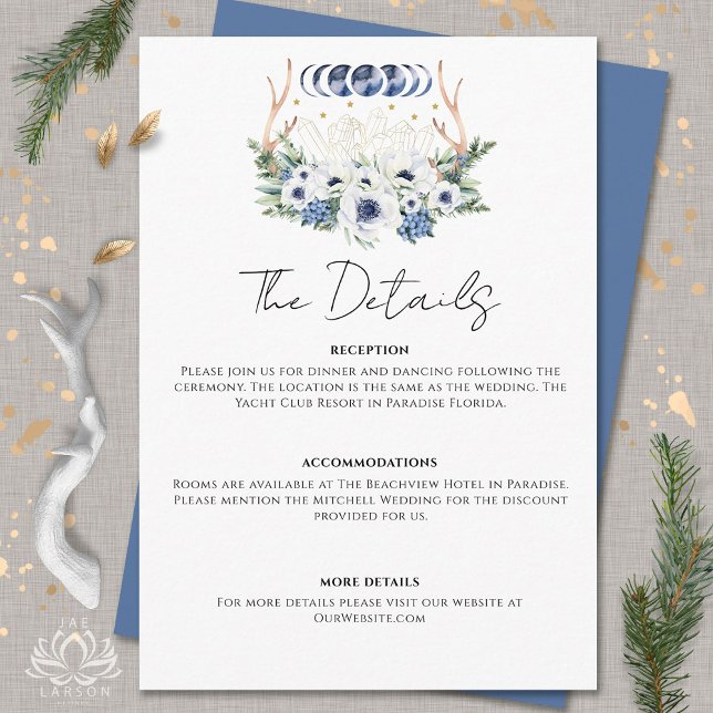 Måne Crystals Flowers Boho Metaphysical Bröllop Tilläggskort (Skapare uppladdad)