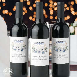 Måne Crystals Flowers Boho Metaphysical Bröllop Vinflaska Etikett