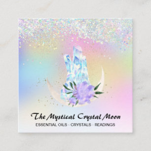 *~* Måne Crystals Holo Mystic Blommigt OMBRE Glit Fyrkantigt Visitkort