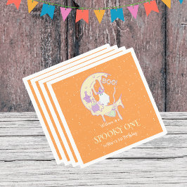 Måne Cute Ghost Spooky One Halloween 1st Birthday Pappersservett