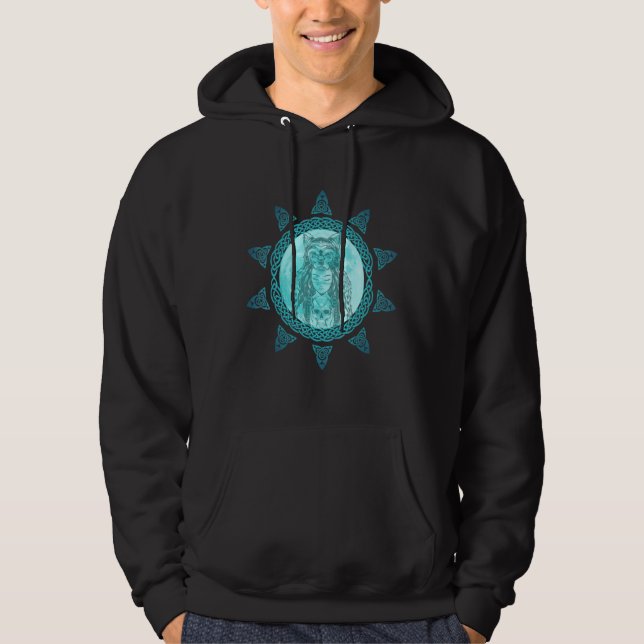 Måne Dekoration Druid Celtic Knot Occult Accori Hoodie (Framsida)