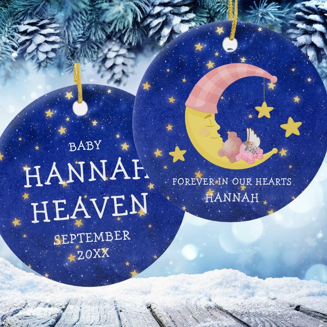 Måne dotter Memorial Flicka Loss jul Julgransprydnad Keramik (Moon Daughter Memorial Baby Girl Loss Christmas Ceramic Ornament
)