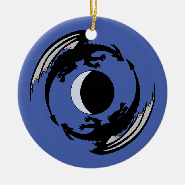 Måne Dragons Fantasy Design Ceramic Ornament (Framsidan)
