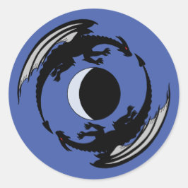Måne Dragons Fantasy Design Classic Round Sticker Runt Klistermärke