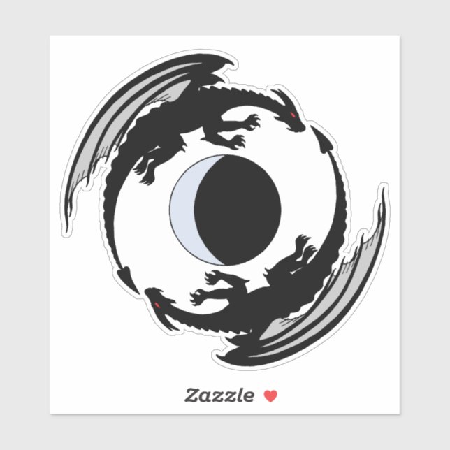 Måne Dragons Fantasy Design Klistermärken (Ark)