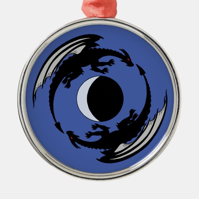 Måne Dragons Fantasy Design Metall Ornament (Framsidan)
