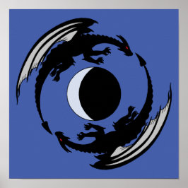 Måne Dragons Fantasy Design Poster