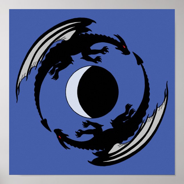 Måne Dragons Fantasy Design Poster (Framsidan)