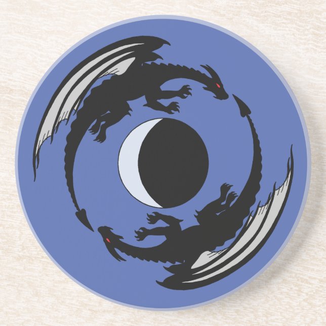 Måne Dragons Fantasy Design Sandstone Underlägg (Framsidan)