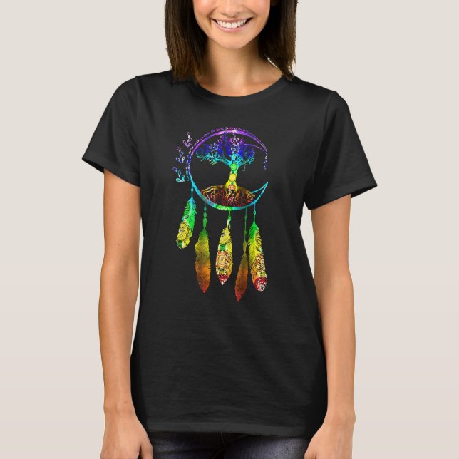 Måne Dream Catcher Featherstree Life T Shirt (Framsida)