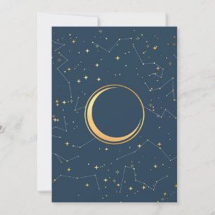Måne Eclipse Constellellations Navy och Guld Cresc Julkort